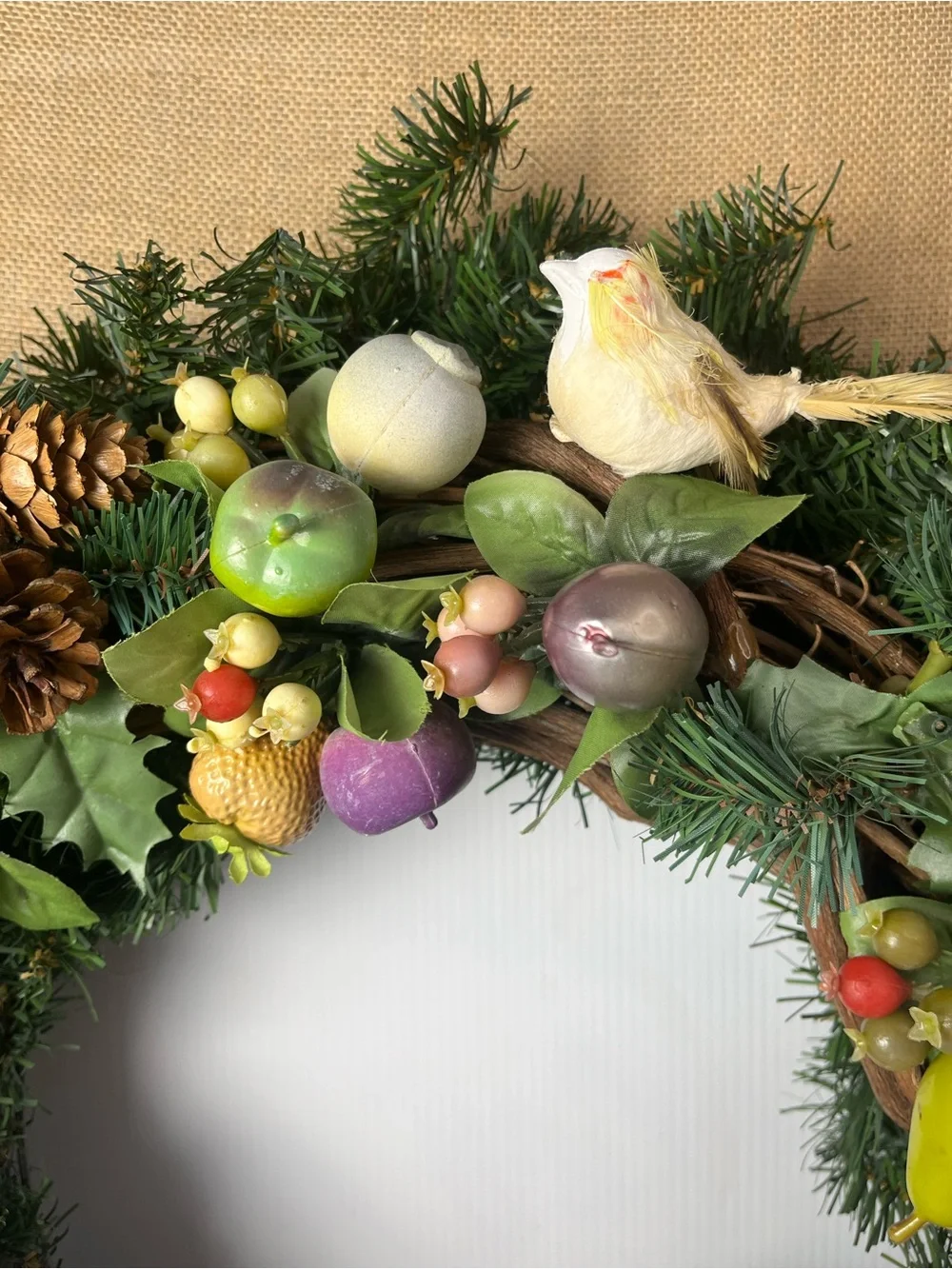 21” handcrafted sugared fruit Christmas Wreath